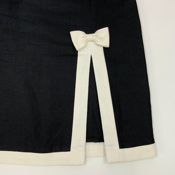 Richie Freeman for Teri Jon Black /White Linen Sheath Dress Retro Sz 8 - Picture 10 of 16